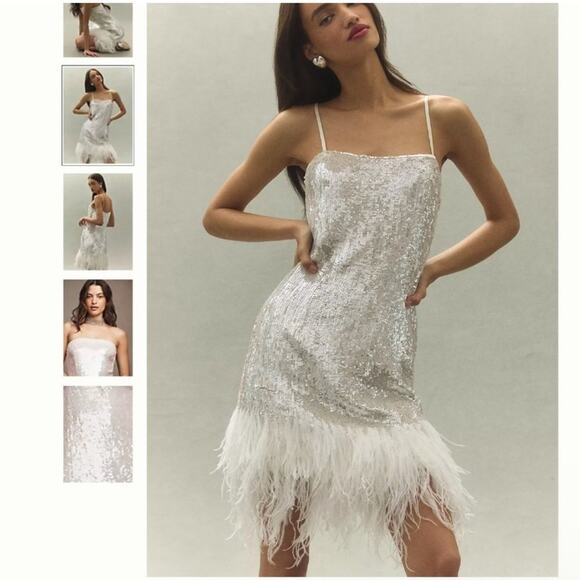 Audrey Adele Danielle Sequin Feather Dress Anthropologie Size Medium NWT - Picture 12 of 12